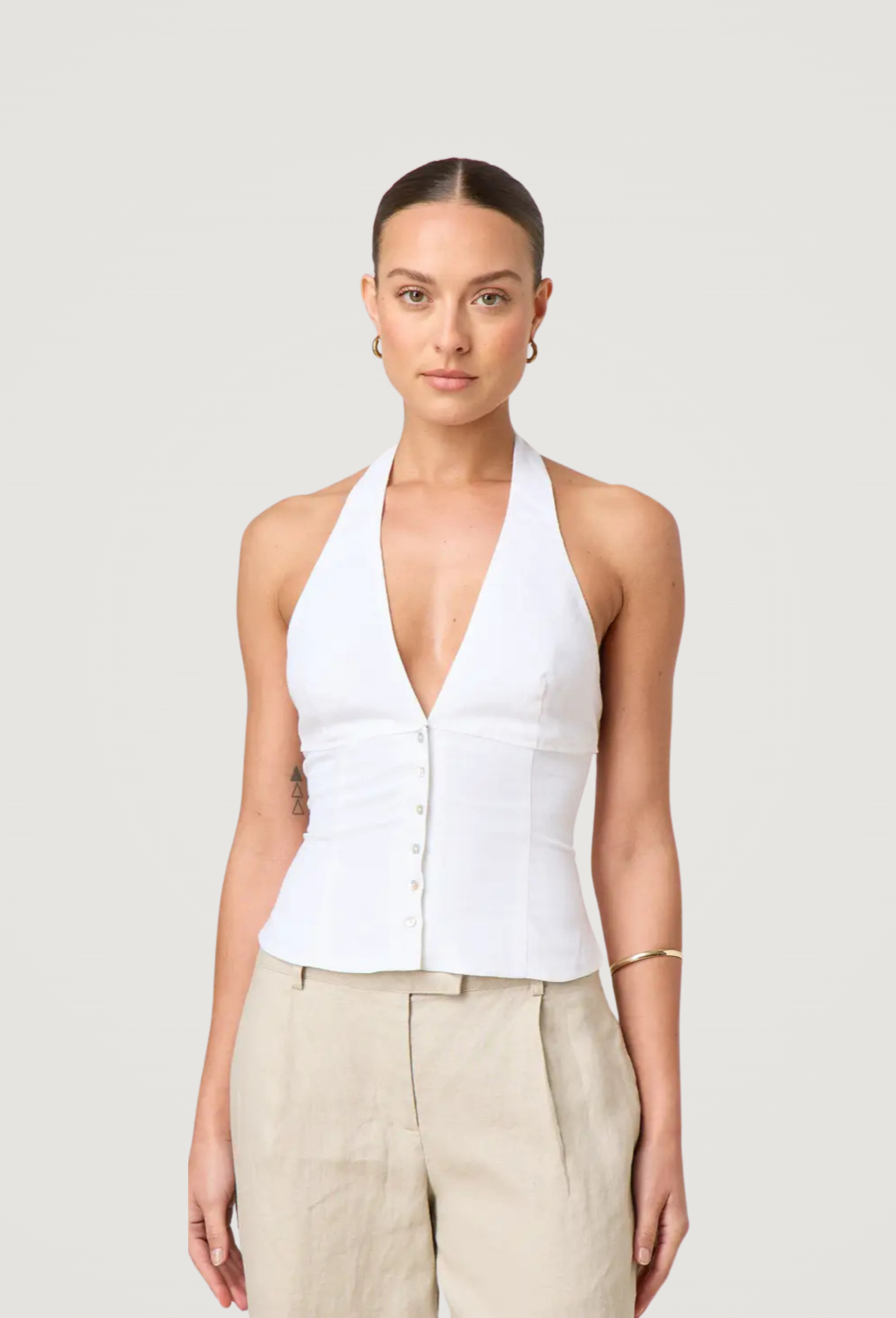 Luna Top – טופ הולטר מחויט White